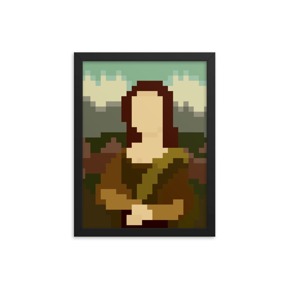 Mona Lisa Pixel Art Da Vinci Framed Poster Modern Pop Art | Etsy New
