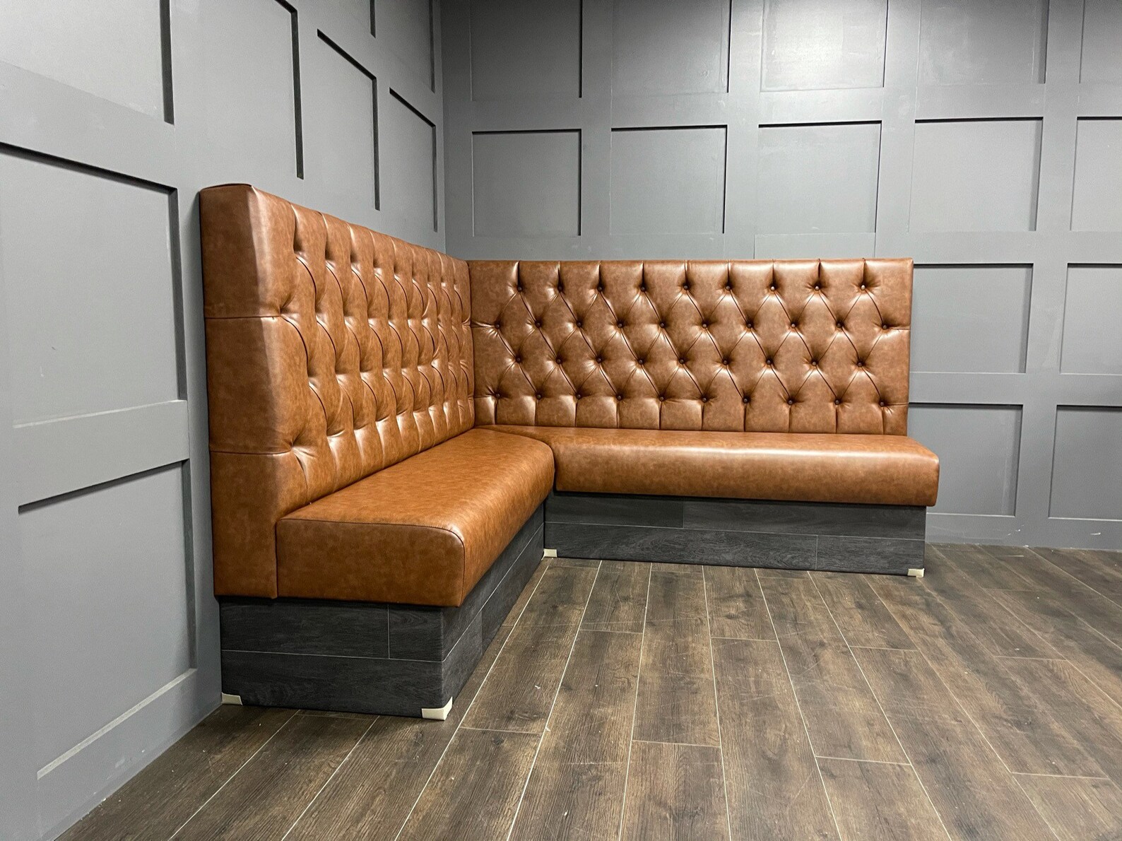red leather booth