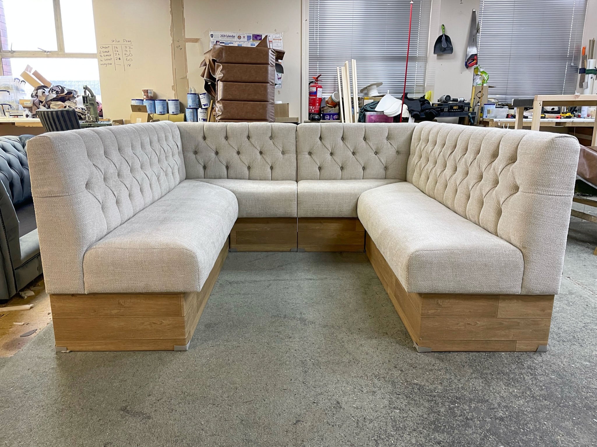 U shaped Buttoned Kitchen Commercial Dining Booth Bench Seating