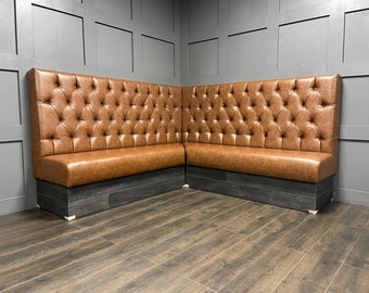 Chesterfield Deep Buttoned Faux Leather Kitchen Commercial Booth