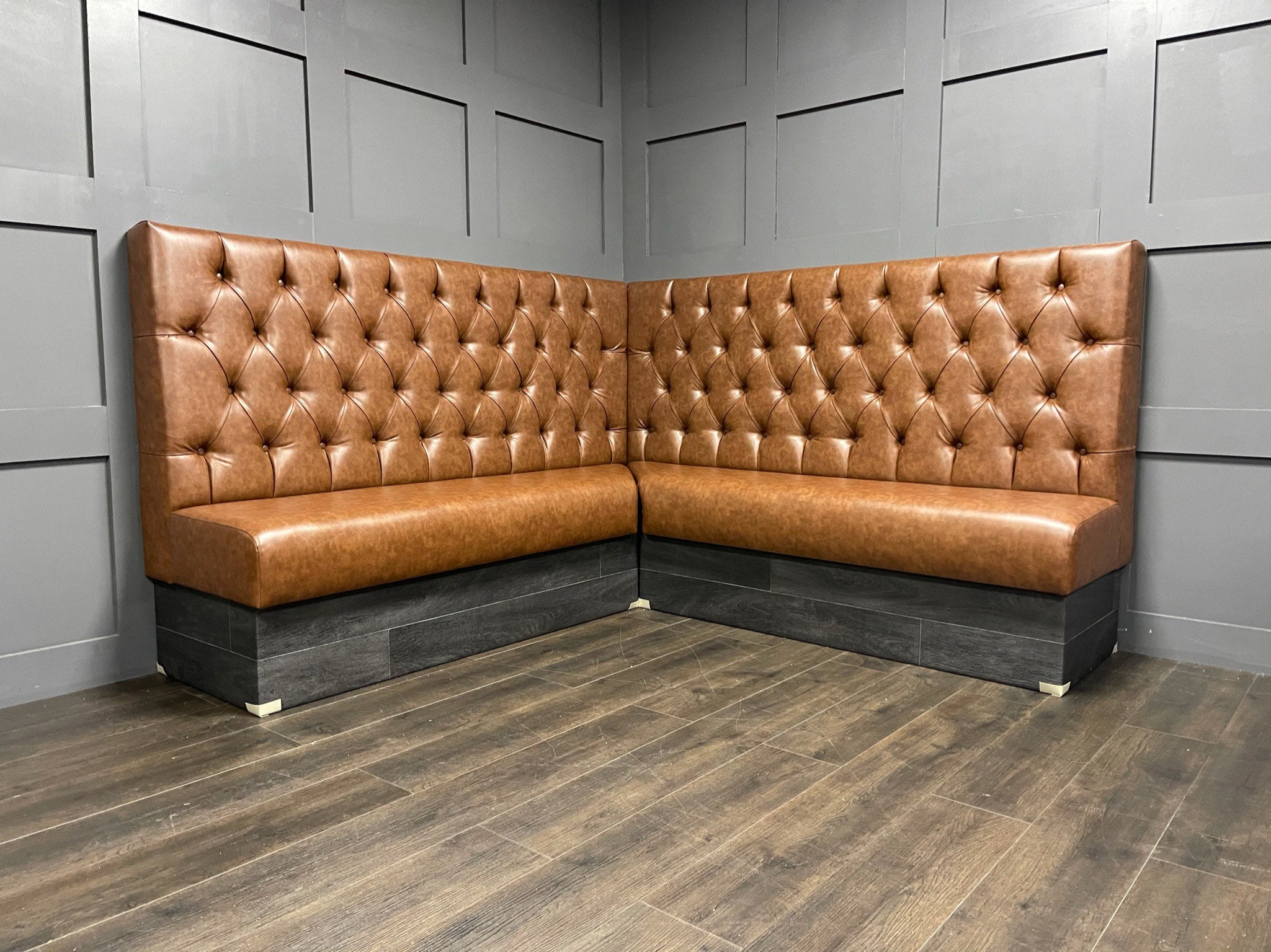 red leather booth