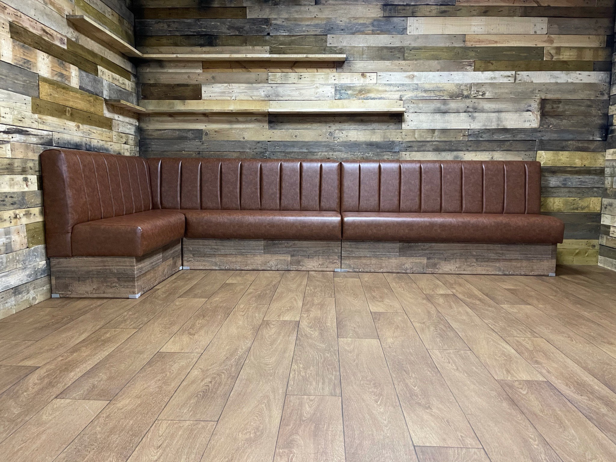 Faux Leather Fluted Corner Booth, Faux Leather Banquette Bench
