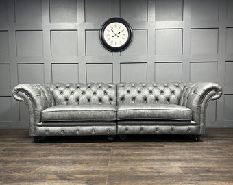 Handmade Chesterfield Sofa Slate Grey Leather 2.75m - Any size, any colour