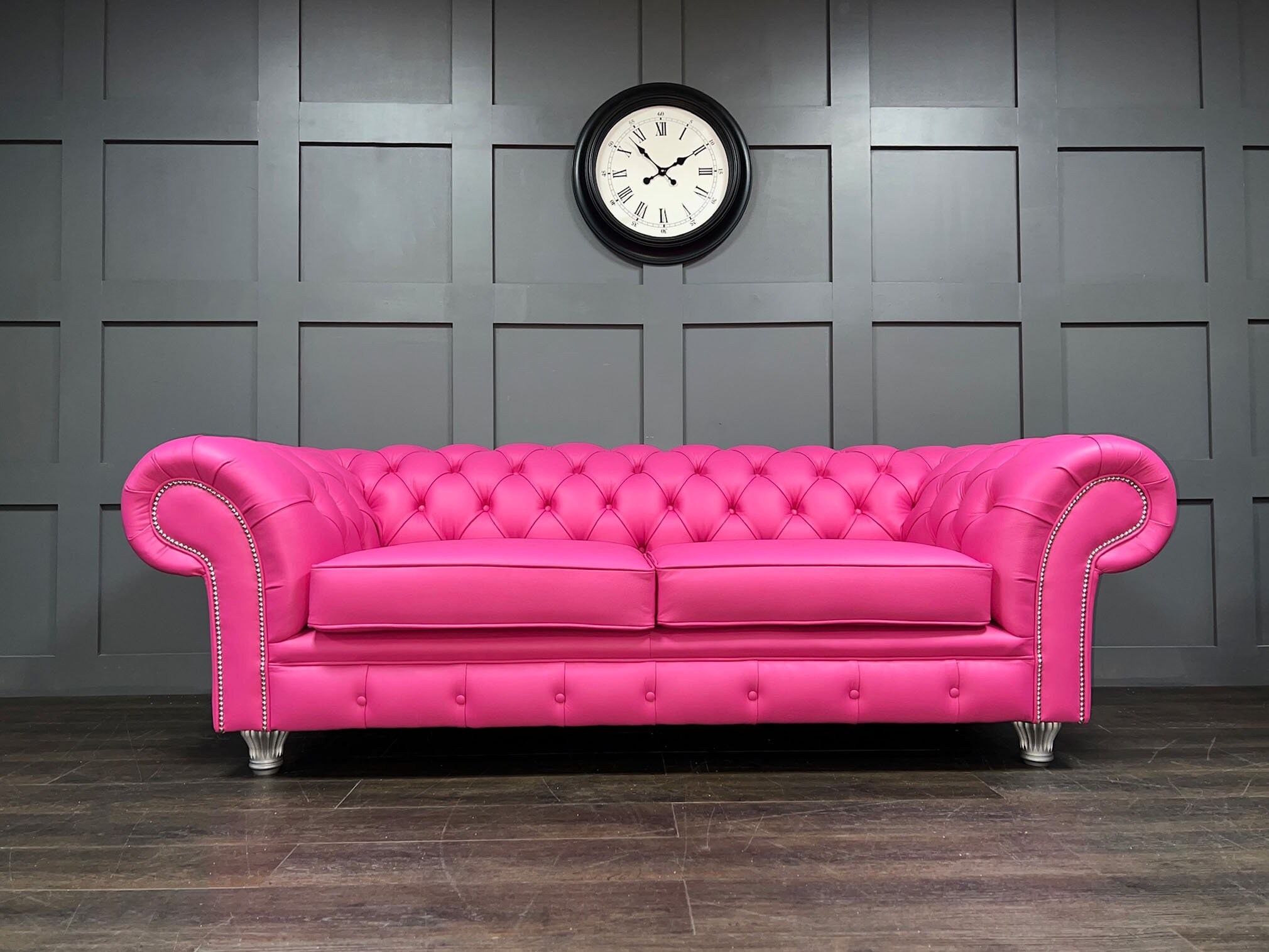 Pink cheap leather sofa