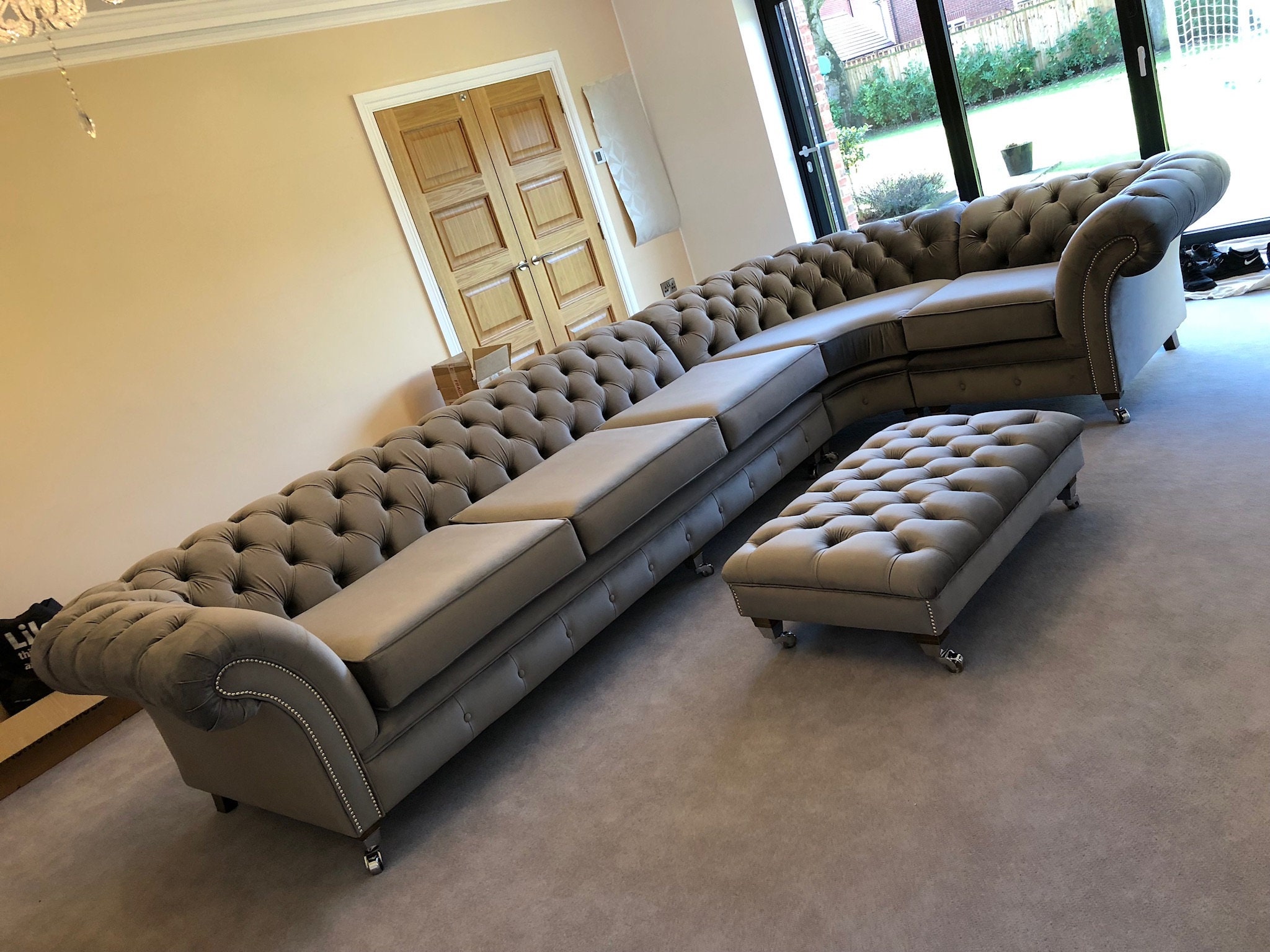 Handmade Chesterfield Corner Sofa in Cambio Steel Plush Velvet Etsy