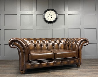 Chesterfield Three Seater Belmont Sofa Antique Brown Leather - Etsy UK