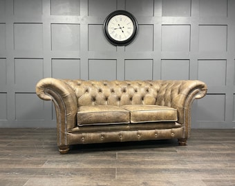 Chesterfield Real Leather Two / Three Seater Sofa Vintage Tan - Etsy UK