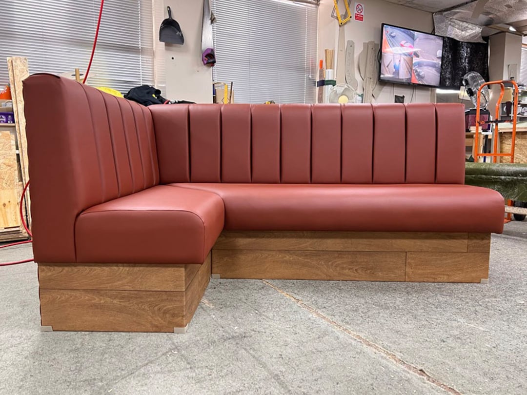 Faux Leather Fluted Banquette Booth Seating in Chestnut Brown Etsy UK