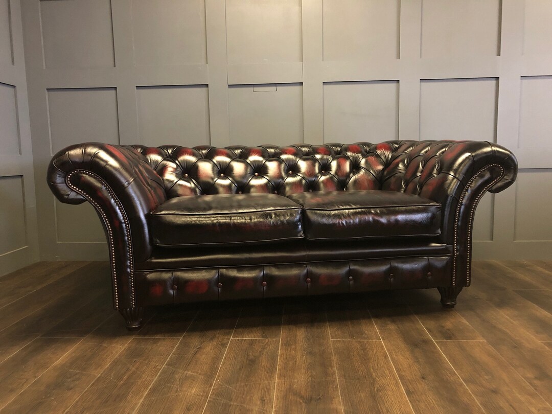 Handmade Chesterfield Sofa Antique Oxblood Leather - Etsy