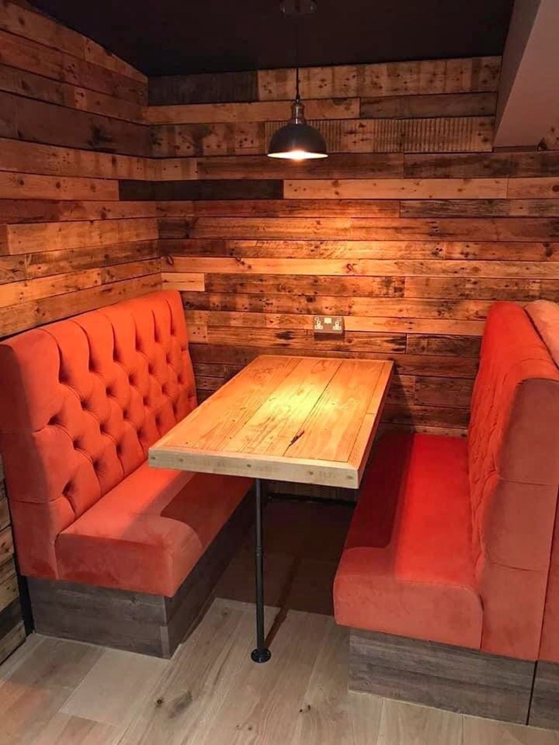 Restaurant Booth Seating available in any colour and size for home or commercial use shown in Orange Velvet image 1