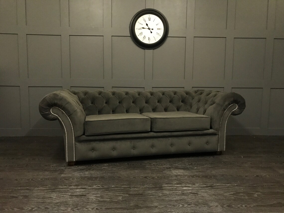 Handmade 2.5 Seat Chesterfield Sofa Bed in Warwick Plush Etsy UK