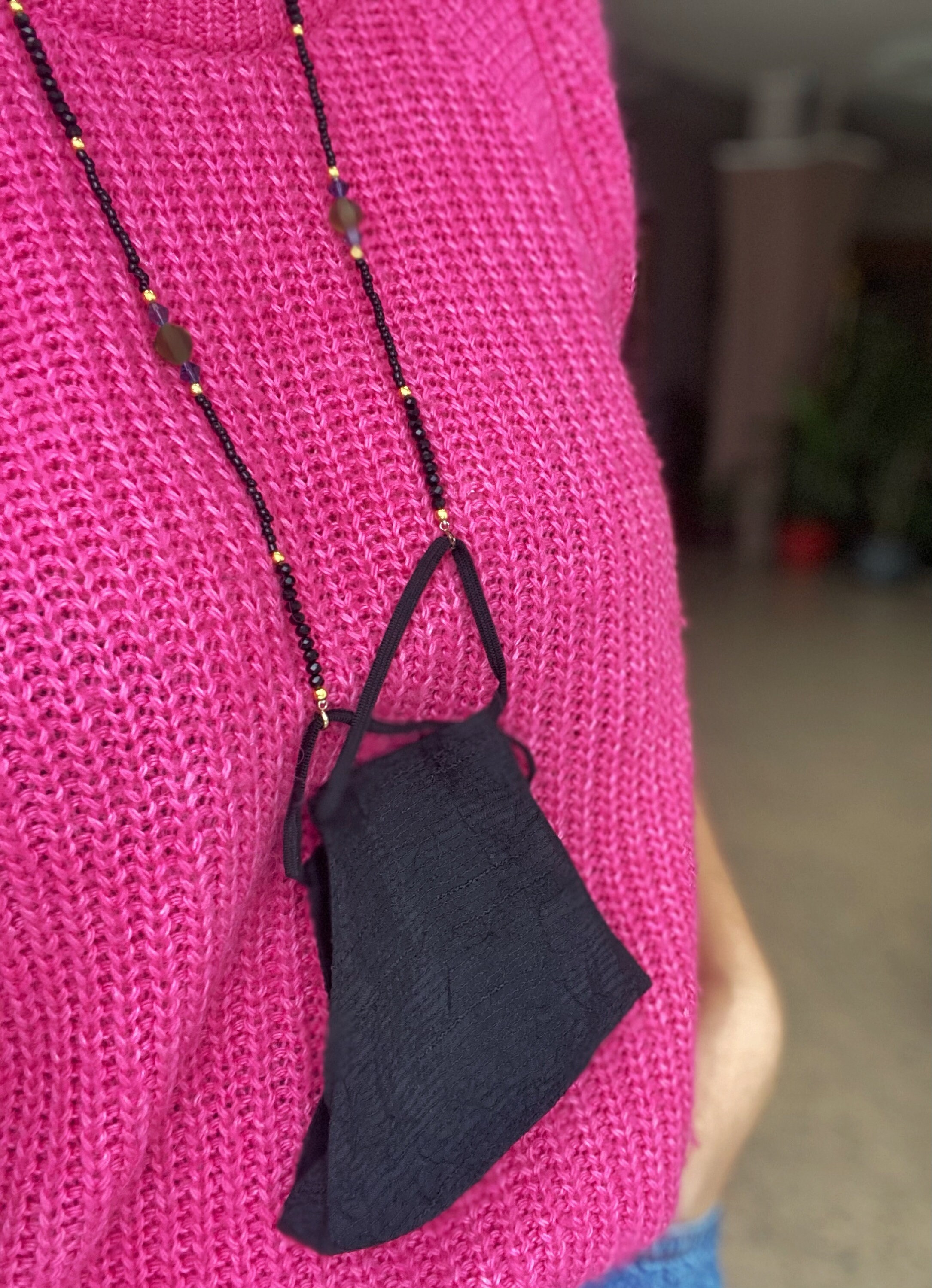 Black and Gold Beaded Glasses Chain Mask Chain Brillenkette Etsy