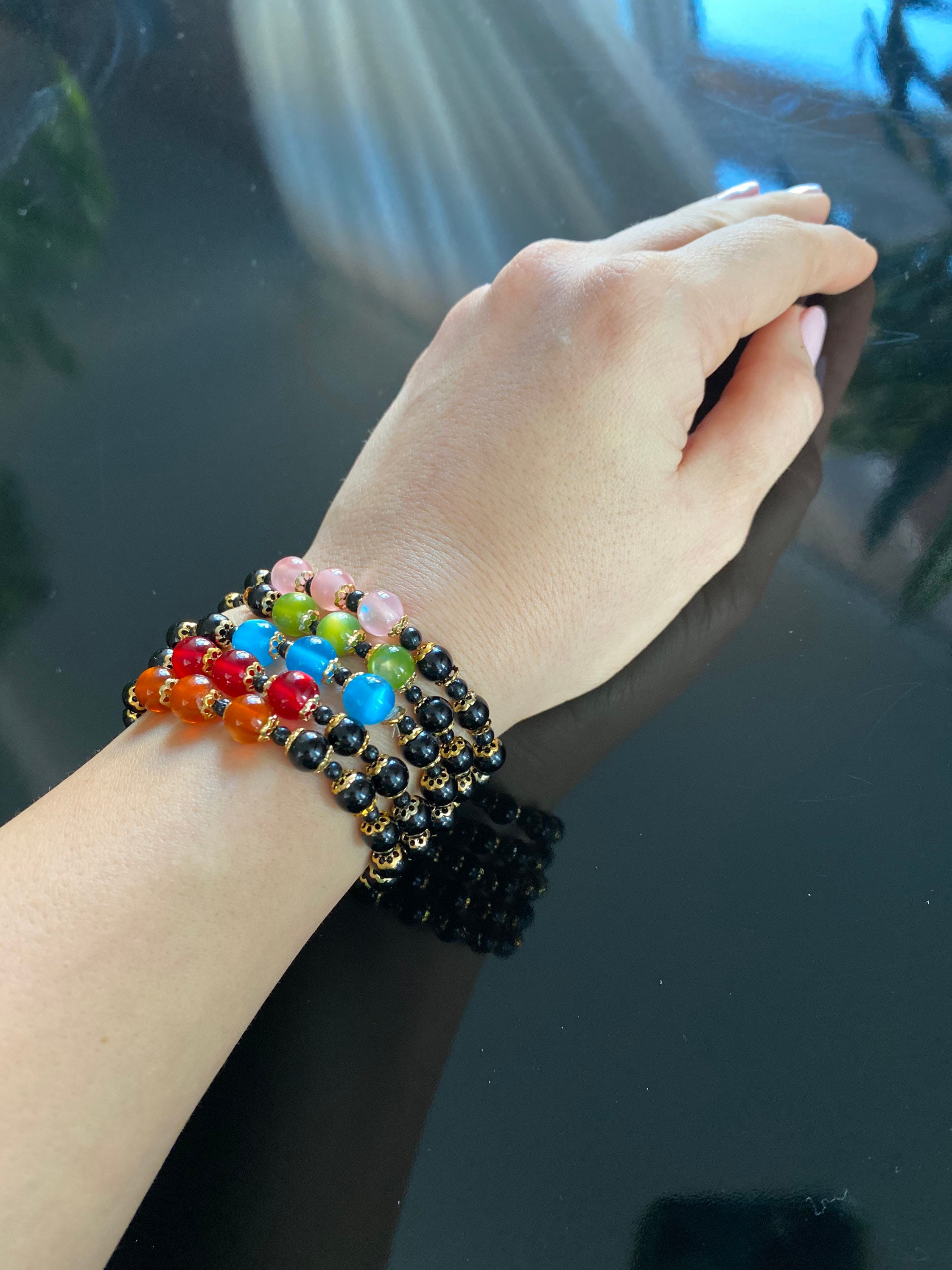 Five Crystal Bracelets NATURAL stones Bracelets Crystal Etsy