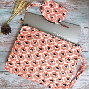 Limited Collection 13in Laptop Sleeve Notebook Quilted Bag plus a Small Purse Hand Sewing Made with Cotton for You and a Gift Orange Tulip