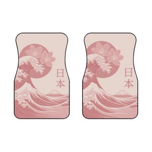 Kanagawa Wave Car Mats (2x Front), Japanese Car Mats, Kawaii Car Mats, Japanese Gifts, Japanese Accesories Gift