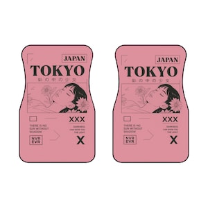 Tokyo Japan Car Mats (2x Front), Tokyo Car Mats, Anime Car Mats, Anime Pink Car Mats, Kawaii Car Mats, Cute Car Mats, First Car Gift