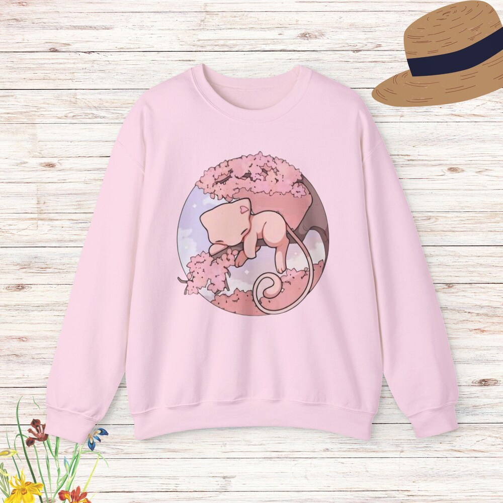 Mew Crewneck Sweatshirt (Unisex), Poke Kawaii Sweater, Mew Sweater, Mew Gifts, Mew Poke Sweater, Anime Sweater Bespoketshirt