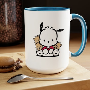 Pocha Hundebecher, zweifarbiger Hundekaffeebecher, 15 Unzen, Kawaii Hundebecher, Hundeliebhaber Geschenk