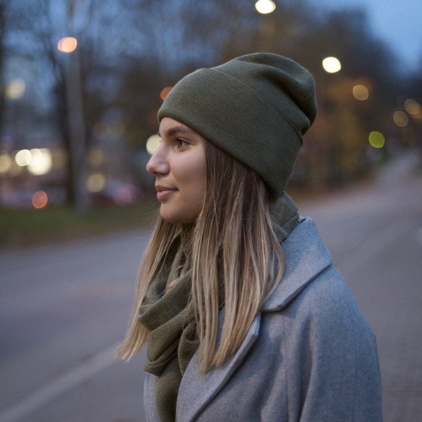 Merino hat / Merino XXL scarf / Fine knit hat / Beanie hat / Warm winter hat or scarf / also in a set / Munich model