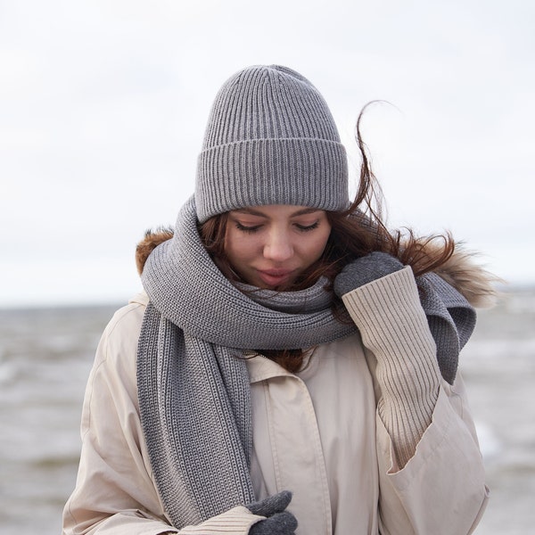 Chapeau tricoté en laine mérinos 100% biologique / Fait main / Chapeau bonnet / Chapeau de laine / Chapeau d’hiver / Chapeau chaud