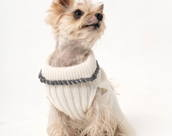 Dog sweater made of organic merino wool | Hand-knitted | Dog sweater with turtleneck | Dog coat | Animal jackets | Dog clothing | Model Mia