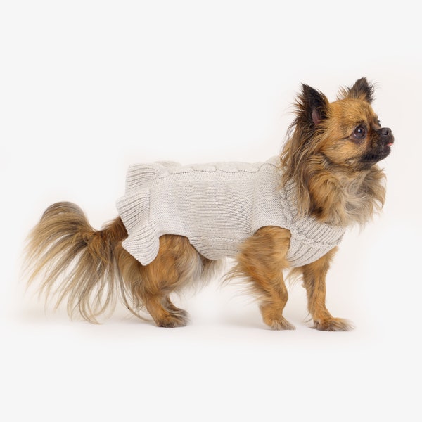 Dog sweater made of organic merino wool | Hand-knitted | Dog sweater with turtleneck | Dog coat | Animal jackets | Dog clothing | Model Mia