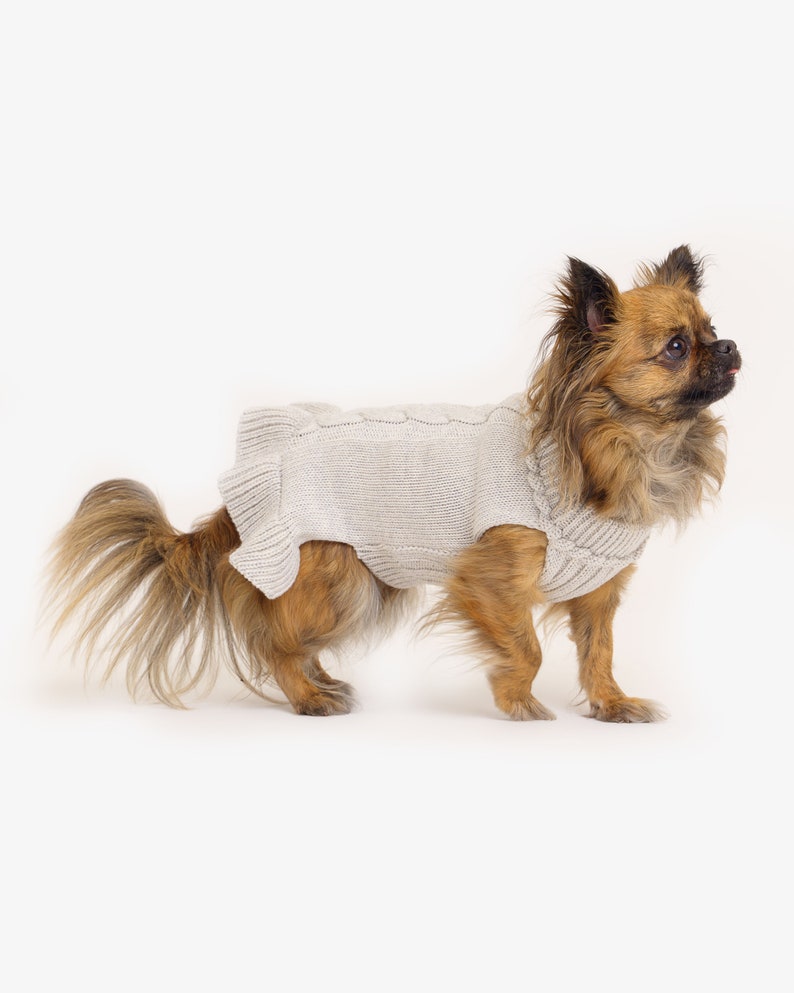 Dog sweater made of organic merino wool Hand-knitted Dog sweater with turtleneck Dog coat Animal jackets Dog clothing Model Mia Hellgrau