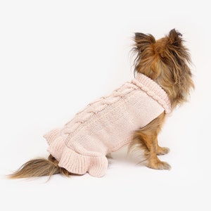 Dog sweater made of organic merino wool Hand-knitted Dog sweater with turtleneck Dog coat Animal jackets Dog clothing Model Mia Puderrosa