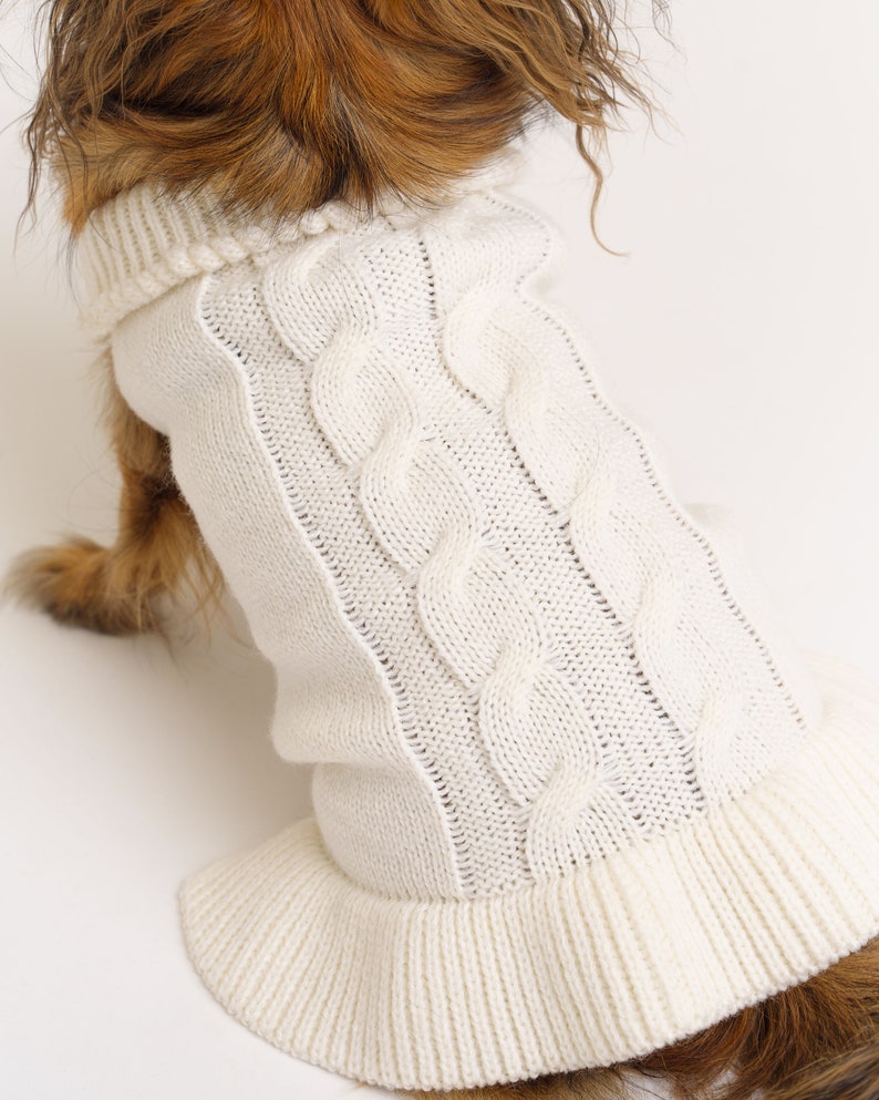 Dog sweater made of organic merino wool Hand-knitted Dog sweater with turtleneck Dog coat Animal jackets Dog clothing Model Mia image 9