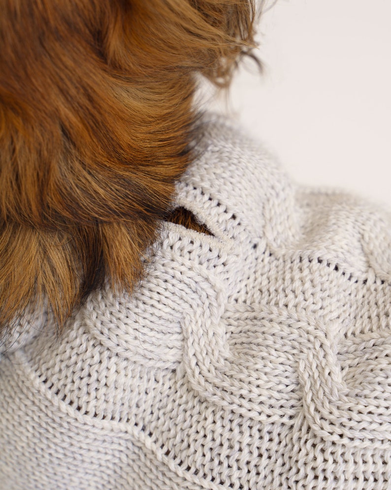 Dog sweater made of organic merino wool Hand-knitted Dog sweater with turtleneck Dog coat Animal jackets Dog clothing Model Mia image 2