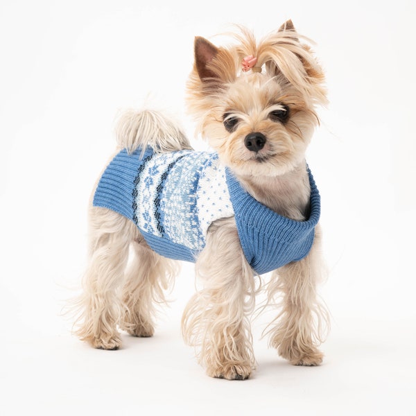 Pull pour chien en laine vierge biologique | Tricoté à la main | Pull pour chien | Manteau pour chien | Vestes et pulls en laine animaux | Vêtements pour chiens | Modèle Alex(a)