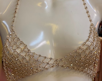 Gold Rhinestone Jewelry Bralette