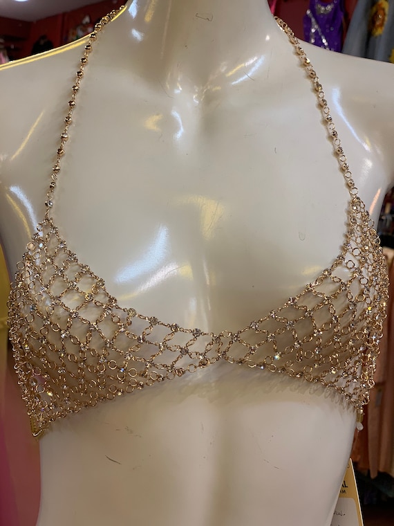 Gold Rhinestone Jewelry Bralette Etsy Canada