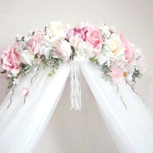 Pink and White Medium and Petite Flowers with charming Details - Floral Crown and Canopy! Beautiful Nursery Decor!