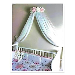 Baby Pink and White Floral Crib-Bed Crown! Beautiful Nursery Decor!