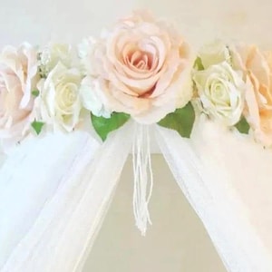 Blush Pink - Antique White and Ivory Floral Crib-Bed Crown! Beautiful Nursery Decor - Free Shipping