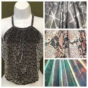 Grey Blk Animalistic Cheetah Velour Apron Halter Top Velour, Spandex, swimming, sunbathing any outdoor venue Click for Photos matl’ options.