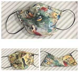 Bird Lover Reversible Print Face Cover/Mask stretch elastic over the ear - Washable and - 100% Cotton
