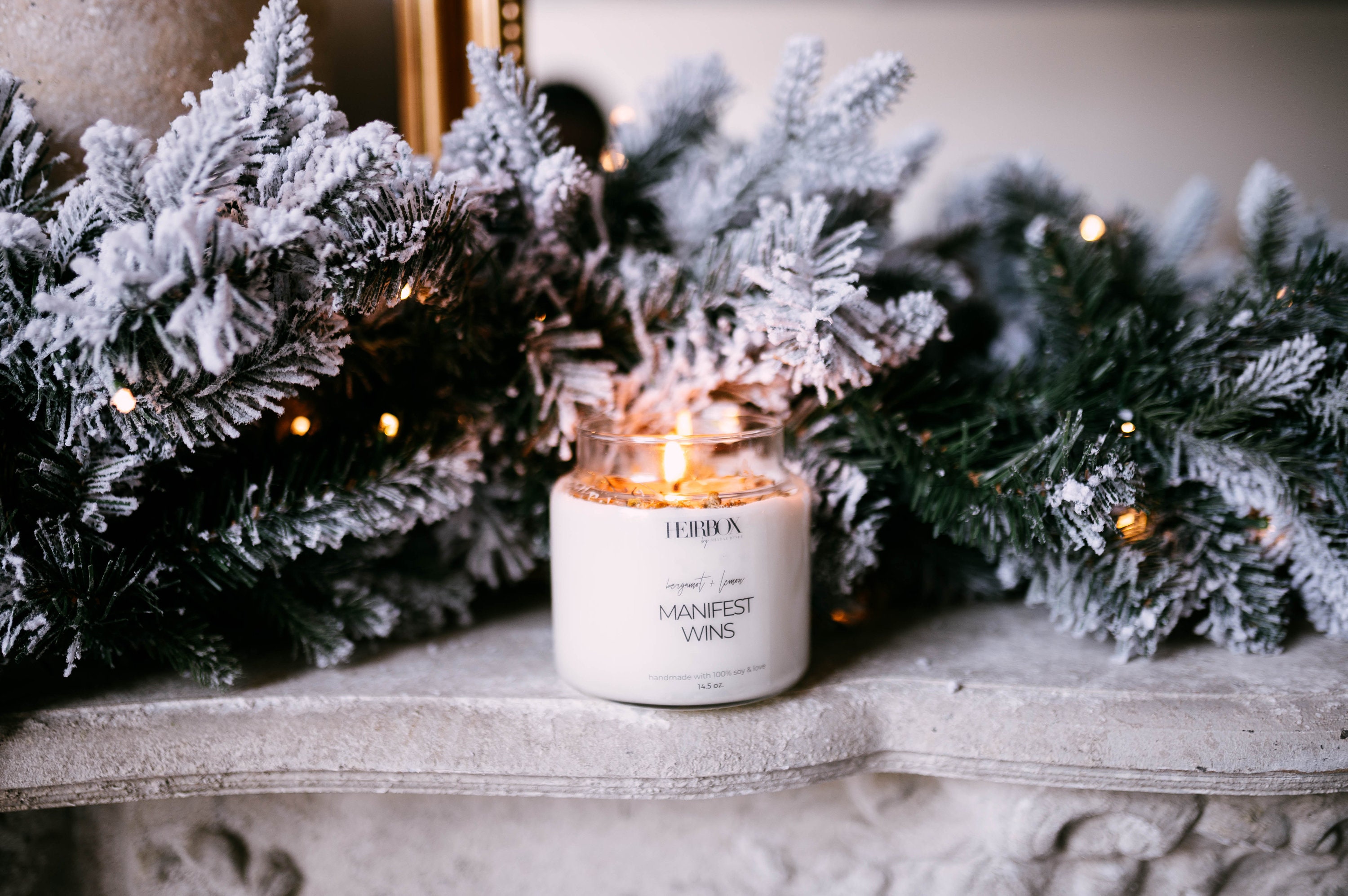 Bougie de Sy, Main, Propriété Noire, Bougie Concepteur, d'intention, Rose Pétale, Sel Mer. Cadeau Po