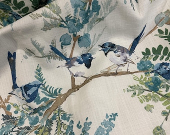 Tessuto di cotone floreale: stampa di uccelli e fiori, decorazione per la casa tagliata su misura