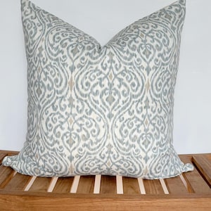 Blue Floral Cotton Pillow Cover: Spring Ornament Euro Sham