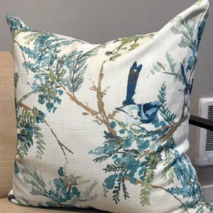 Spring Pillow Cover , Ornament pillow, Blue Floral Pillow, Euro Sham 20x20, 18x18 ,Cotton Blue and White