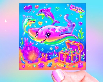 Sticker Raymie la raie, Sticker vinyle, Stickers années 90, Stickers plage, Sticker arc-en-ciel
