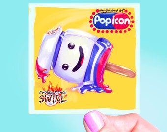 Sticker popsicle Stay Puft Marshmallow Man, vinyle autocollant, stickers années 80, crème glacée, chasseurs de fantômes