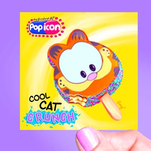 Garfield Popsicle Sticker, Vinyl Sticker, 80’s Stickers, Ice Cream, 80s cartoon, Cat Sticker