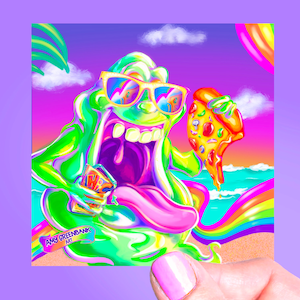 Slimer Beach Sticker, Vinyl Sticker, 90’s Stickers, Ghostbusters Sticker, Rainbow Sticker, Halloween
