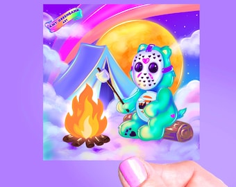 Sticker camping Jason Scarebear, vinyle autocollant, stickers années 90, jouets nostalgiques, stickers rétro