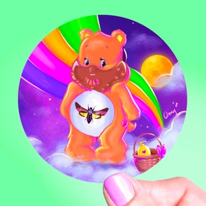 Villian Scarebear Glossy Sticker, Vinyl Sticker, 90’s Stickers, Silence of the Lambs, Rainbow Sticker, Halloween