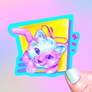 Kitty Surprise Kitten Sticker, Vinyl Sticker, 80’s 90’s Stickers, Nostalgic Toys, Retro Stickers
