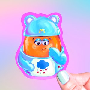 Happy Meal Grumpy Bear McNugget Buddy Toy Sticker, Vinyl Sticker, Care Bears Stickers, McDonald’s Toys, Retro Stickers
